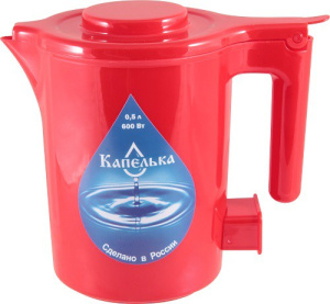 Чайник электрический 0,5л 600Вт, пластиковый, спираль, красный Капелька 003909