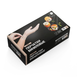 Перчатки виниловые одноразовые набор 50 пар размер "L", в коробке A.D.M VIN003A