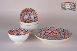 Набор подарочный фарфоровый 5 предметов (блюдо круглое 205мм + пиалы 330 мл - 4шт.), в п/у Коралл 8990