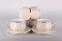 Набор кофейный фарфоровый 12 предметов на шелке 190мл молочный отводка золотом, в п/у Коралл 6733