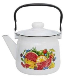 Чайник эмалированный 3,5л с подвижной металл. ручкой с декором Магн Арбуз Эмаль Магнитогорск 01-2713/4