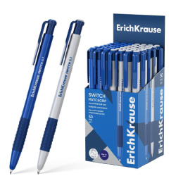 Ручка шариковая автоматическая ErichKrause Switch Matic & Grip, синяя, 0,7мм 61273