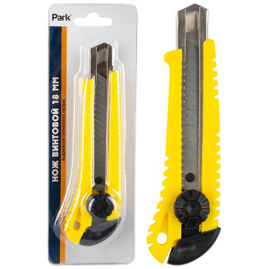 Нож пластиковый с выдвижным сегментированным лезвием 18мм, винтовой Park 006893