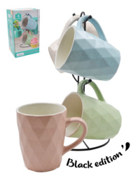 Кружки керамические набор 4шт. на металлической подставке 350мл Гранит, в п/у Lavenir 22093