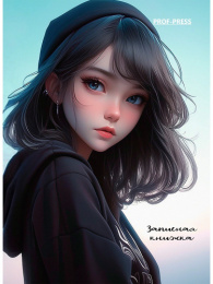 Книжка записная А7  64 листа Девушка в шапке, книжный переплет 64-1683