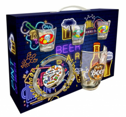 Набор дорожный стеклянный 5 предметов (пивная кружка + 3 стопки + пепельница) Тосты, в п/у Декостек 1205-Д