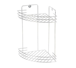 Полка угловая стальная хромированная 2 яруса крепление на шурупах Vento 19х19х30см хром Рыжий кот 310846