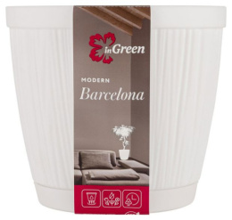 Горшок для цветов пластиковый Barcelona с поддоном 1,8л 15,5х15,5х14см белый InGreen IG623010006