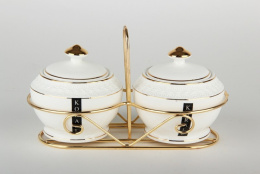 Сахарницы керамические набор 2шт. 300мл на металлической подставке Снежная королева Коралл CS932710TJ-A