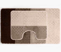 Комплект ковриков напольных для ванной и туалета на латекс. основе Silver 2пр. 60х100см/50х60см толщина 11мм, коричневый Aqua-Prime 2239