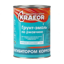 Грунт-эмаль по ржавчине "KRAFOR" серый 1 кг 26692
