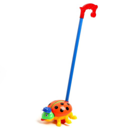 Игрушка-каталка с ручкой пластиковая Жучок, в ассортименте, в пакете 734002