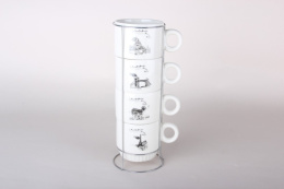 Кружки фарфоровые набор 4шт. на металлической подставке 180мл, в п/у Коралл 7445