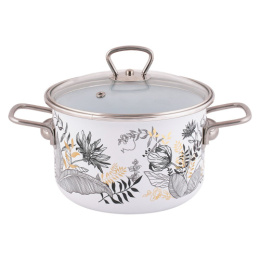 Кастрюля эмалированная Botany 2,0л цилиндрическая со стеклян. крышкой и нержав. фурнитурой Appetite 1SD165S