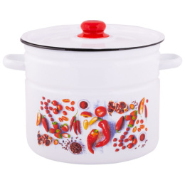 Кастрюля эмалированная  9,0л цилиндрическая с металл. крышкой с декором Паприка Appetite 1с200с