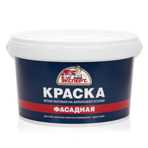 Краска водно-дисперсионная акриловая фасадная белая матовая  3кг Эксперт
