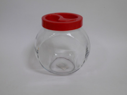 Банка стеклянная с пластиковой крышкой Bella 1,5л красная крышка, без упаковки Pasabahce Бор 80000/К SL