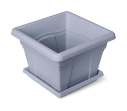 Горшок для цветов пластиковый Квадро с поддоном  2,9л 20х20х14,6см серый Martika С162СЕР