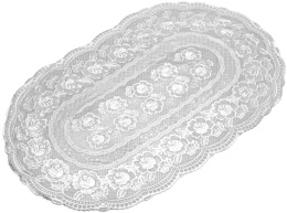 Салфетка виниловая овальная 60х100см Лейс, серебро Grace LO-0965B