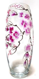 Ваза для цветов стеклянная бочонок h-26см Flora Сакура К.Ф, прозрачный/художка, в п/у Декор-Стиль Н 43966