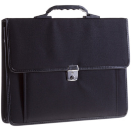 Портфель ткань Officespace Hannover, черный, металлический замок, с ремнем По_ТК_687