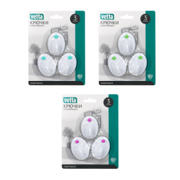 Крючки пластиковые набор  3шт. на самоклеящейся основе WF-250 Vetta 440-131