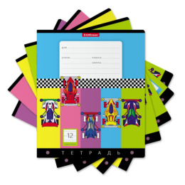 Тетрадь  12 листов линейка ErichKrause Веселые гонки 48839