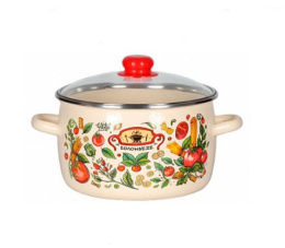 Кастрюля эмалированная Болоньезе 3,0л сферическая со стеклян. крышкой Appetite 1RC181S