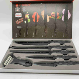 Набор ножей  6 предм. 5 ножей с пластиковыми ручками + овощечистка Радужный Дом РД73131/РД73148