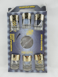 Набор Подарочный стеклянный  7 предметов (6 стопок + пепельница) Египет с напылением, в п/у Gid Glass GN1022/06+1162/01