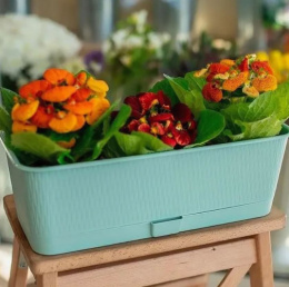 Ящик для цветов балконный пластиковый  40х17х13см Прованс с поддоном 6л, ментоловый 5plast 5PL0416