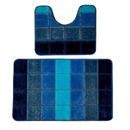 Комплект ковриков напольных для ванной и туалета на латекс. основе Comfort Quadro 2пр. 60х100см/50х60см, 10мм, синий DKTX DTX.CMQ.2.60/100-D.BL