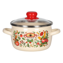 Кастрюля эмалированная Болоньезе 2,0л сферическая со стеклян. крышкой Appetite 1RC161S