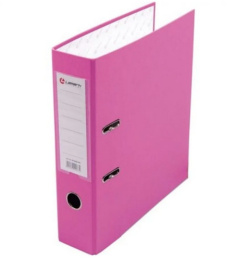 Папка-регистратор 80мм ПВХ метал. окантовка, карман, собранный, розовый 128/73312, LAMARK600