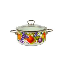 Кастрюля эмалированная Confitura 3,0л цилиндрическая со стеклян. крышкой и нержав. фурнитурой Vitross 1SB205S