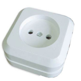 Розетка для открытой установки без заземления Олимп, 1 посадочное место, 16А, белая UNIVersal О0022
