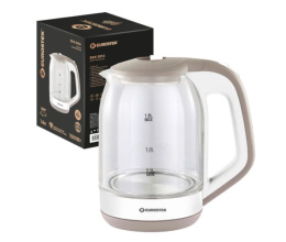 Чайник электрический 1,8л 1500Вт, стеклянный, диск, бежевый Eurostek EEK-3014