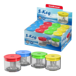 Точилка пластик с контейнером ErichKrause S-Keg, ассорти 56036