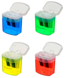 Точилка пластик 2 отверстия с контейнером Silwerhof Солнечная коллекция 191096, 1097684