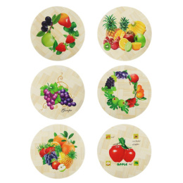 Подставка под горячее бамбуковая круглая d-14см, 6 дизайнов в ассортименте 888-021