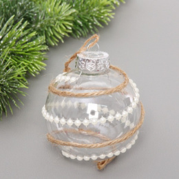 Елочный шар пластиковый  8см Волшебная нежность, бежевый Серпантин 201-3234