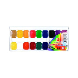 Акварель 18 цветов Луч Классика, с кисточкой, пластик. упаковка 19С 1293-08