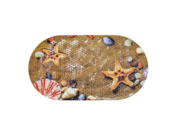 Коврик противоскользящий для ванной ПВХ на присосках 69х38см Bubbles, Морские звезды Вилина 7122/FV45-B