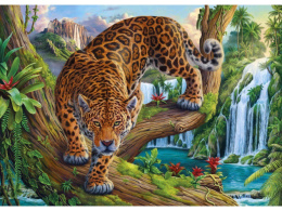 Алмазная мозаика на подрамнике 40х50см Грозный леопард НД-8606