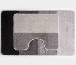 Комплект ковриков напольных для ванной и туалета на латекс. основе Silver 2пр. 60х100см/50х60см толщина 11мм, серый Aqua-Prime 2239