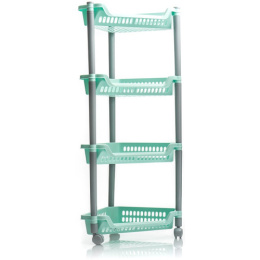 Этажерка пластиковая угловая четырехсекционная на колесах 38х30х82см Полимербыт С088