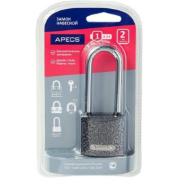 Замок навесной PD-01-38-L длин. дужка  APECS 16332