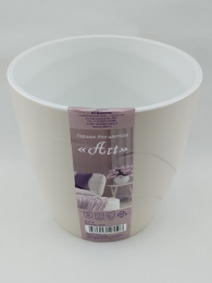 Горшок для цветов пластиковый Art со вставкой 2,7л d-17,5см h-16см латте Ар-Пласт А009