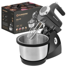 Миксер электрический с чашей 350Вт, 5 скоростей, черный с серебристым Eurostek EHM-365
