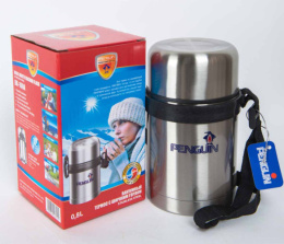 Термос  0,60л нержавеющая колба широкое горло,с ремнем, в индив. упаковке Penguin ВК-102A